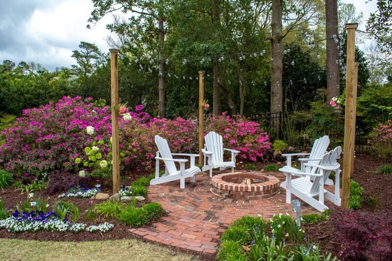 Outdoor brick fireplace